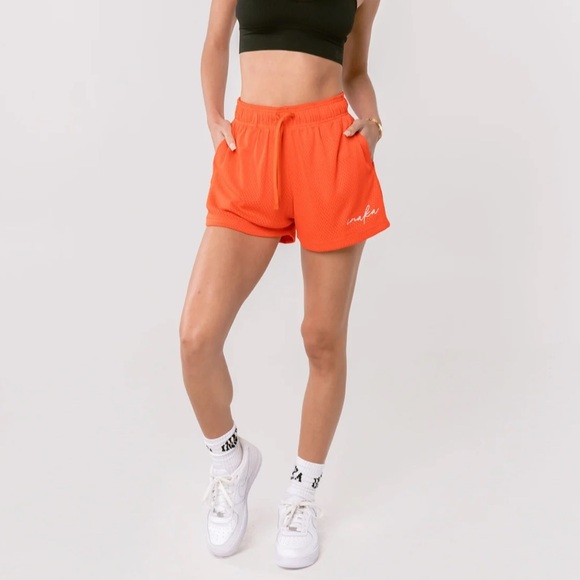 Bright red/orange INAKA mesh shorts XS - Picture 4 of 4